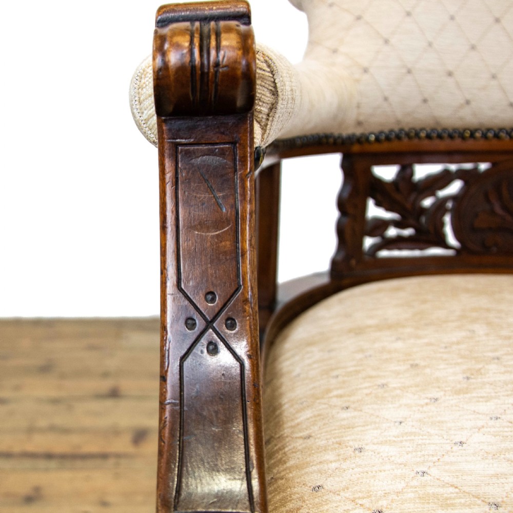 Pair of Victorian Carved and Upholstered Tub Chairs View XI