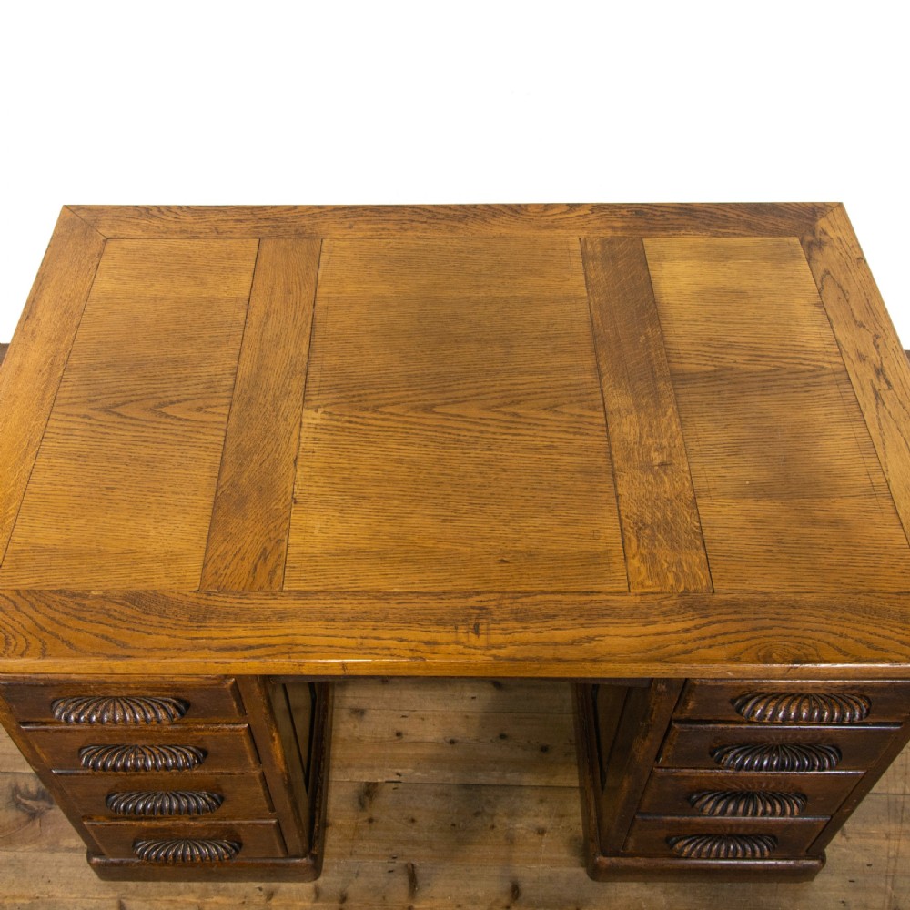 Large Antique Oak Pedestal Desk View III