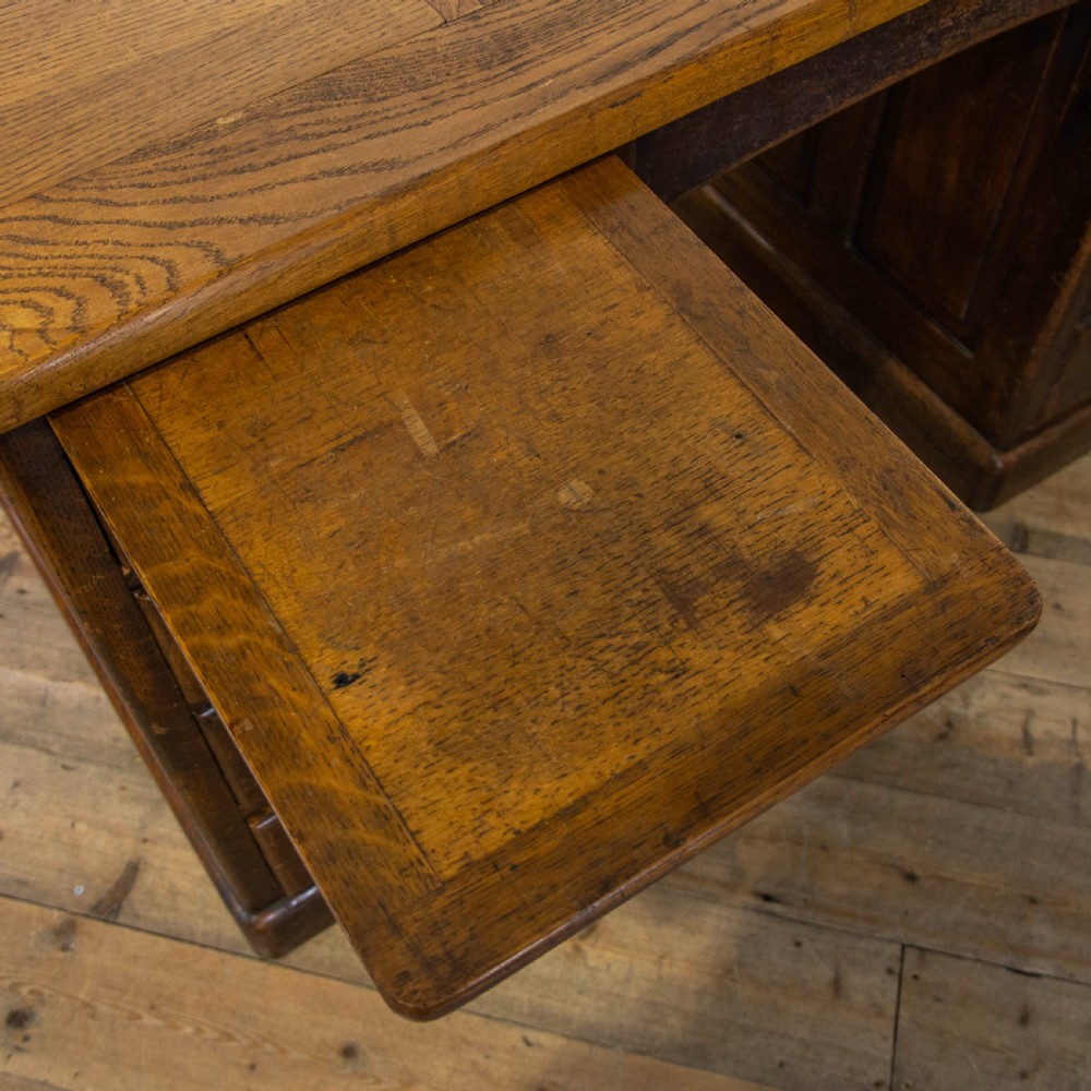Large Antique Oak Pedestal Desk View IX