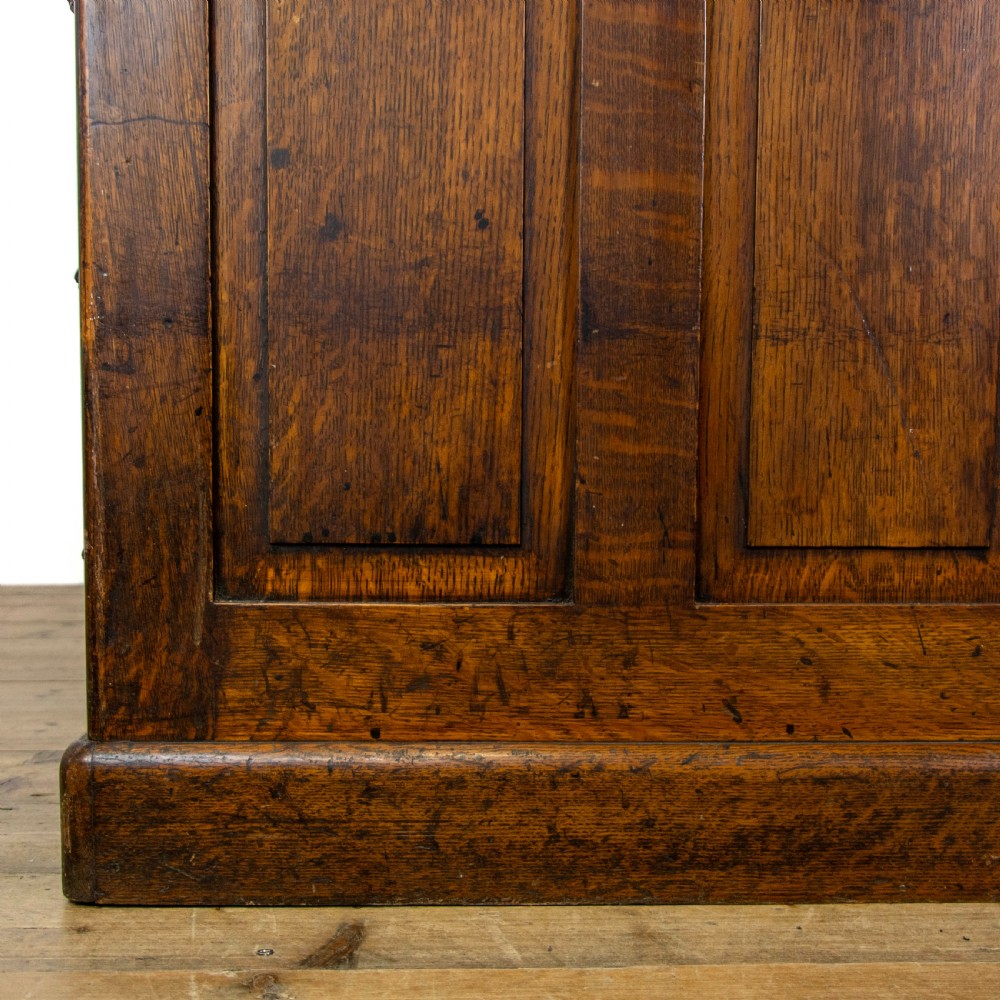 Large Antique Oak Pedestal Desk View XIII