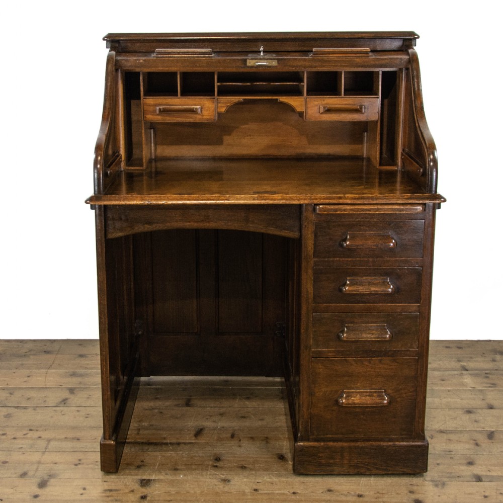 Antique Oak Roll Top Desk View IV