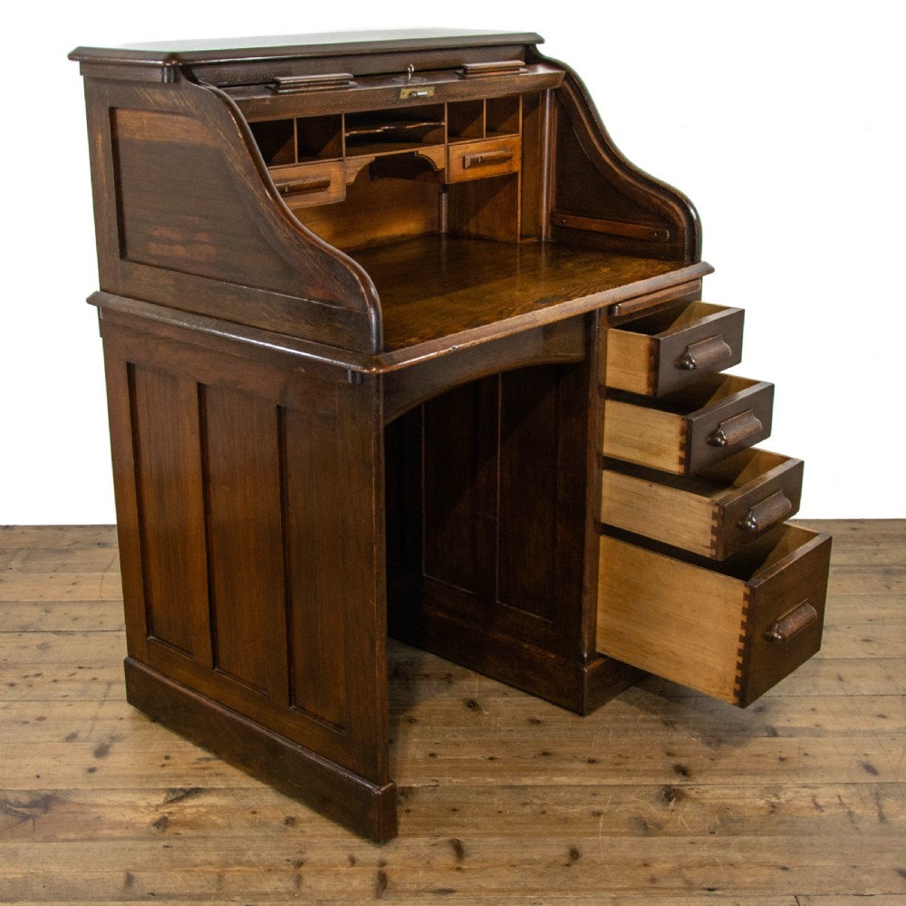 Antique Oak Roll Top Desk View V