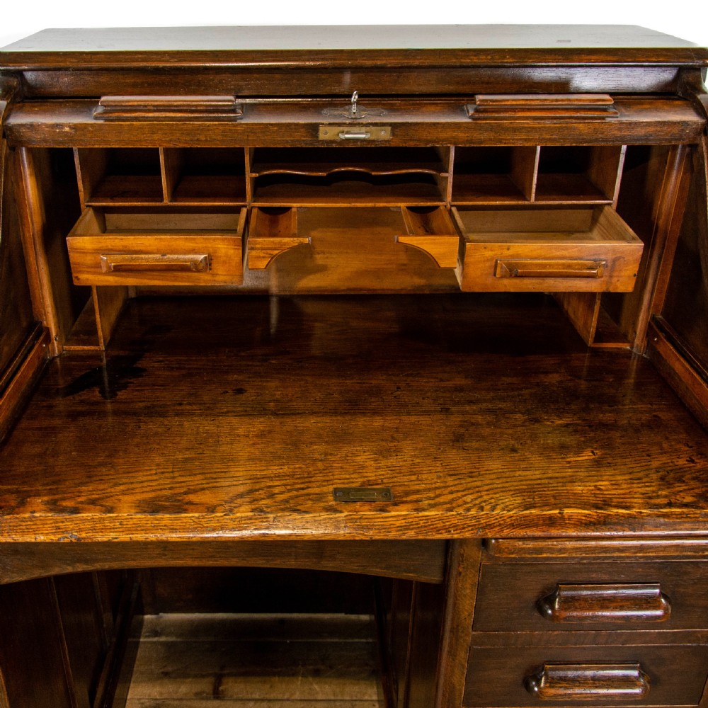 Antique Oak Roll Top Desk View VI
