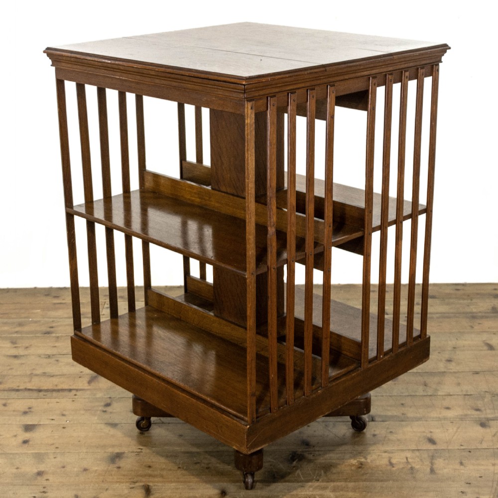 Edwardian Antique Oak Revolving Bookcase