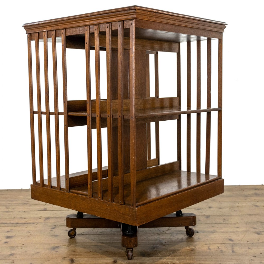 Edwardian Antique Oak Revolving Bookcase View V