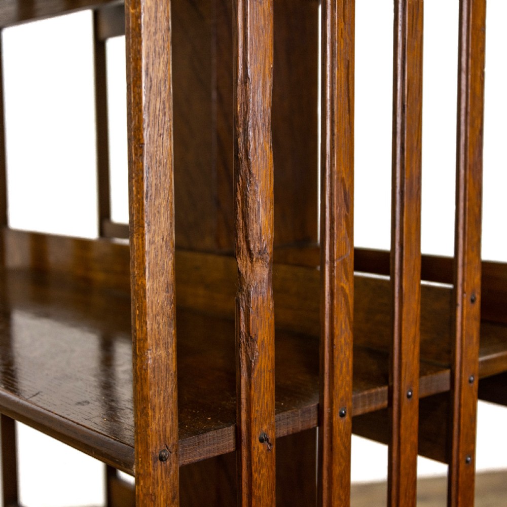 Edwardian Antique Oak Revolving Bookcase View X