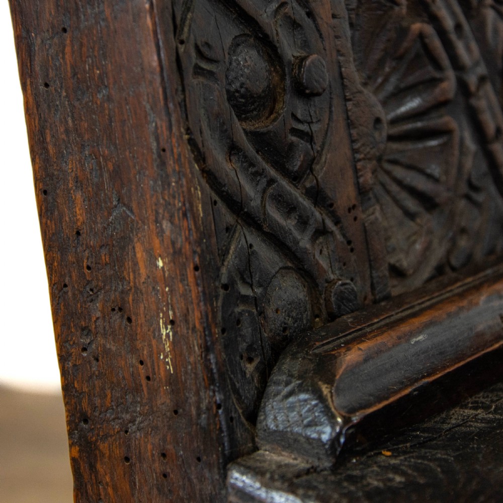 Large Antique Carved Oak Throne Armchair View IX
