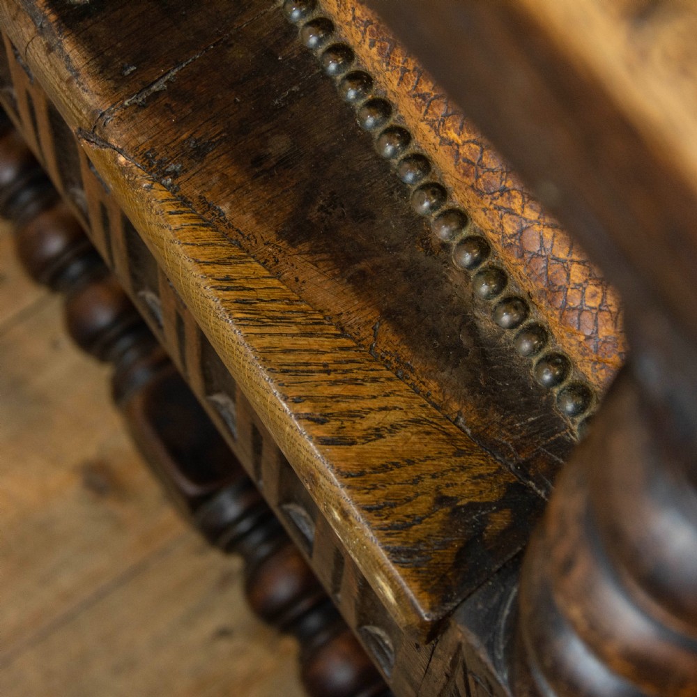 Large Antique Carved Oak Throne Armchair View X