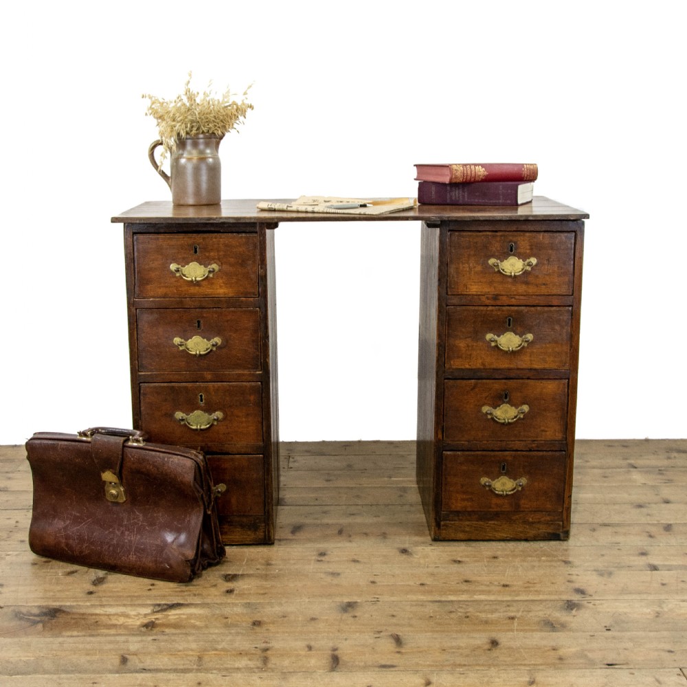 Antique Oak Pedestal Desk View II