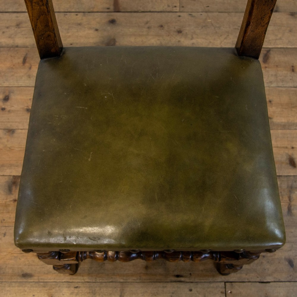 Oak Dining Table with Set of Eight Leather Dining Chairs View XVI