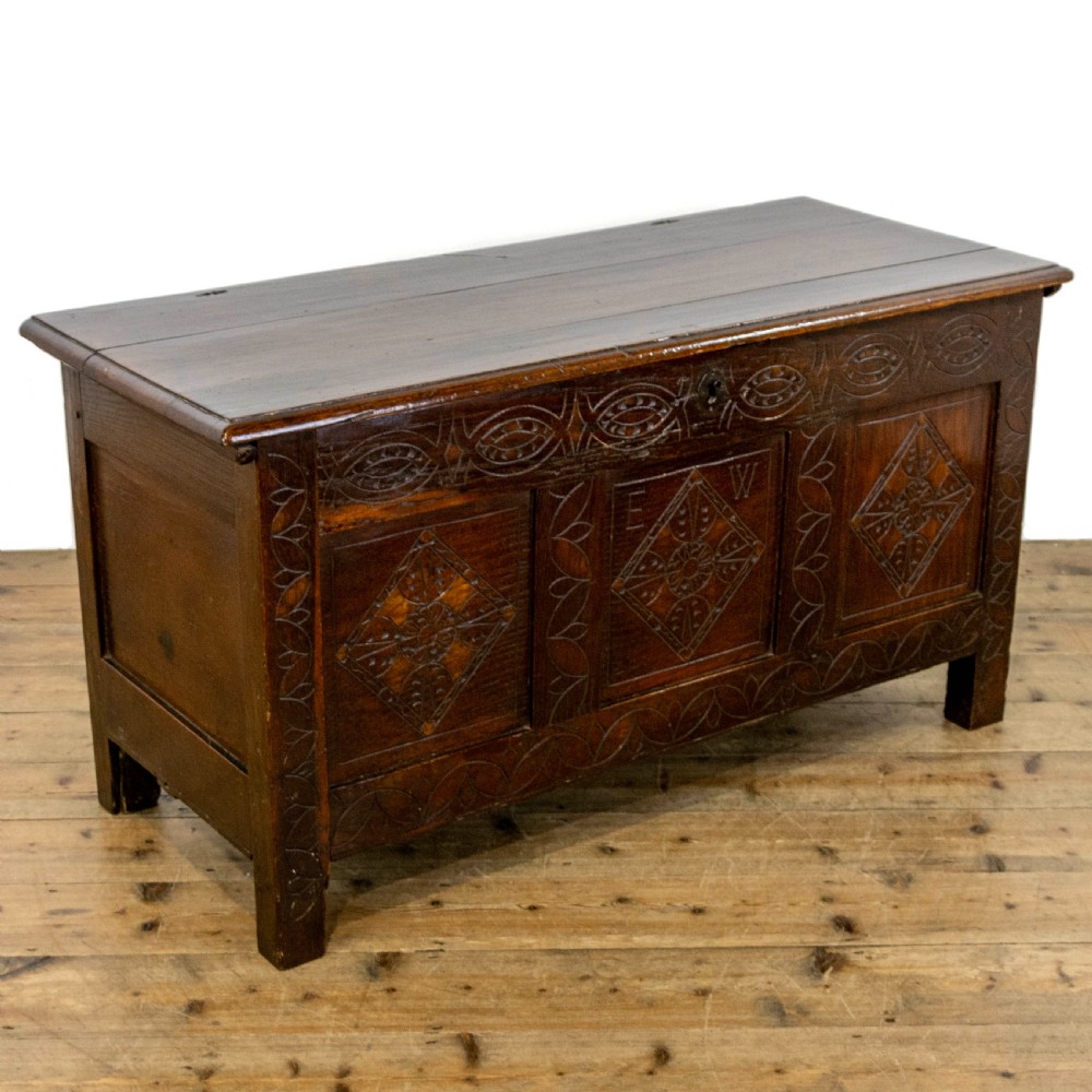 17th Century Antique Carved Oak Coffer