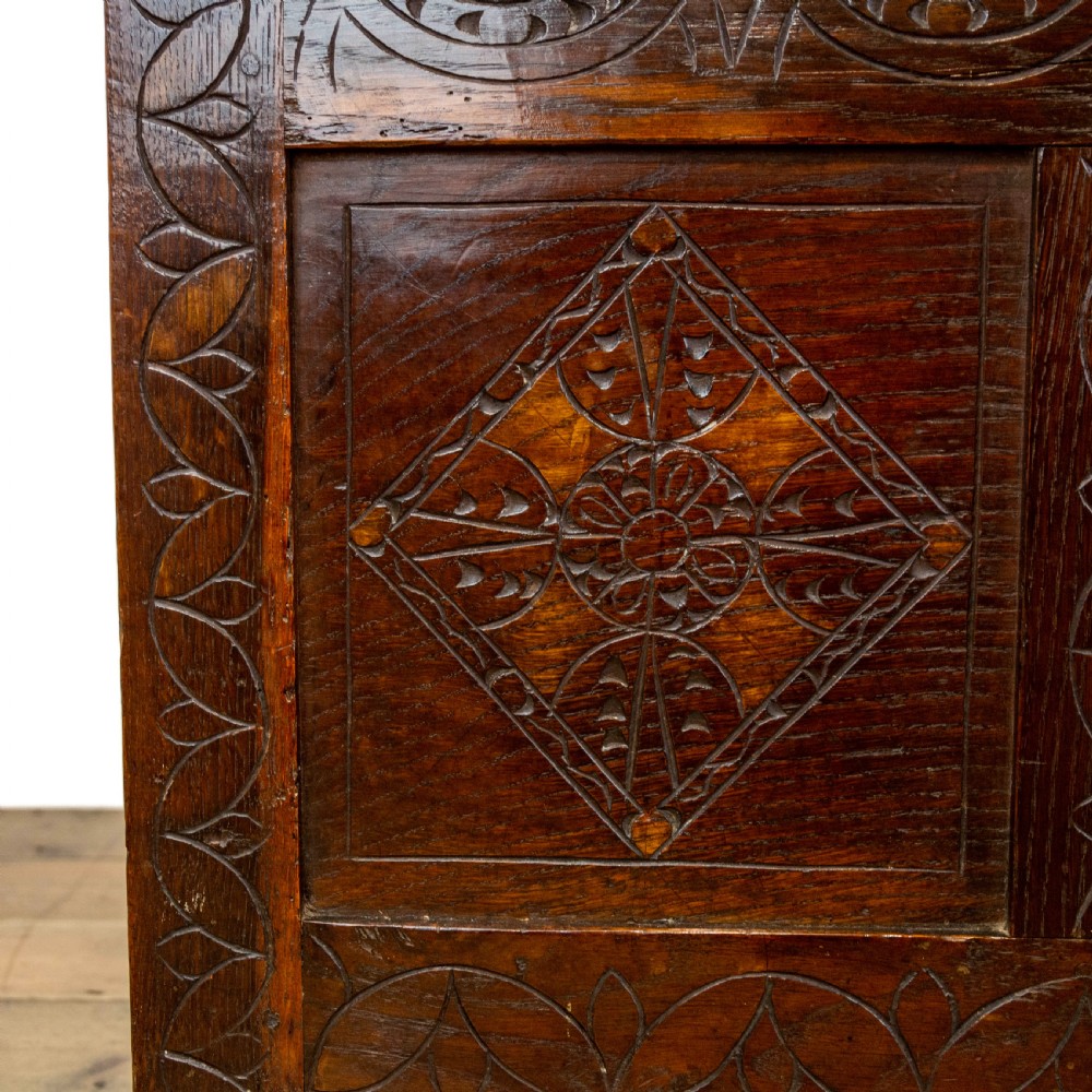 17th Century Antique Carved Oak Coffer View XIII