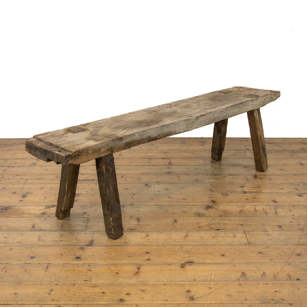 Rustic Antique Oak Pig Bench