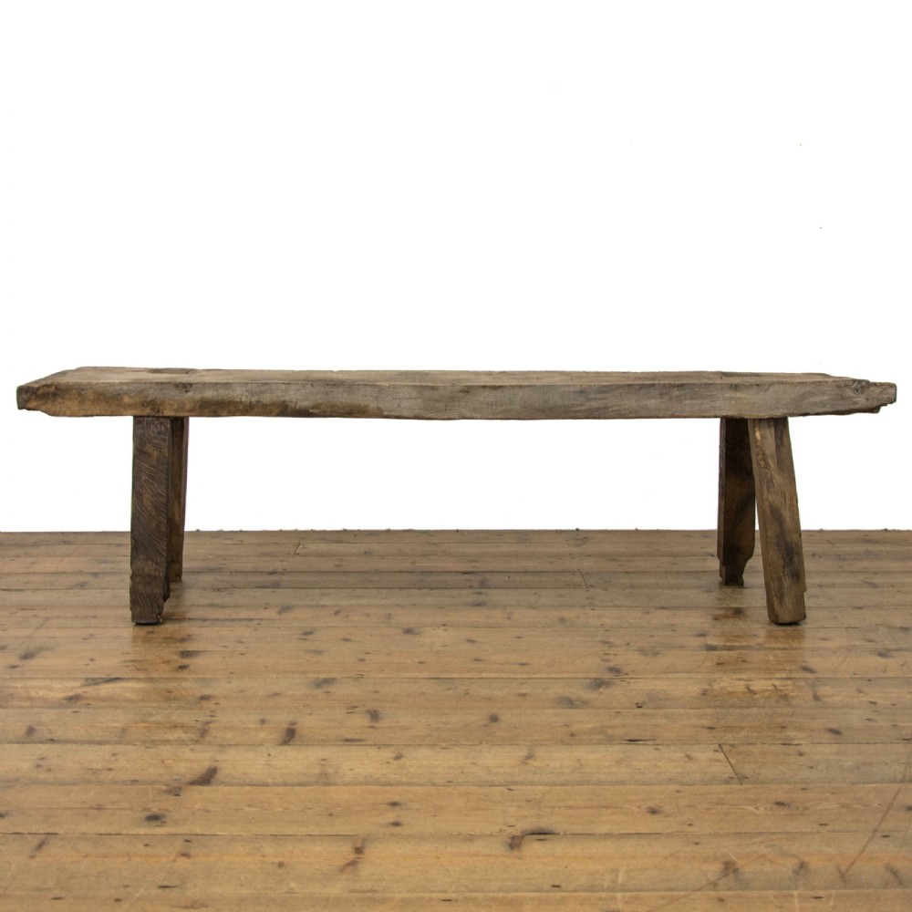 Rustic Antique Oak Pig Bench View II
