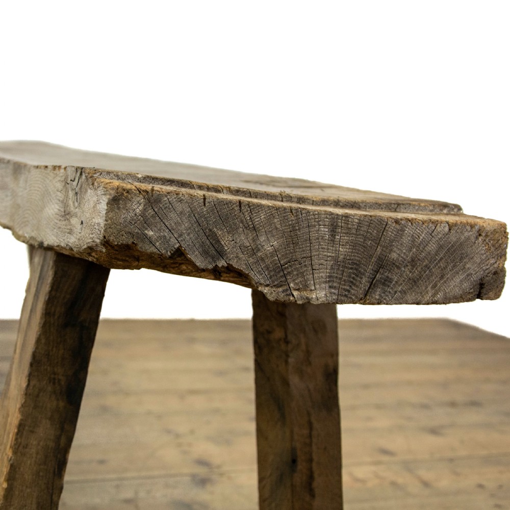 Rustic Antique Oak Pig Bench View V