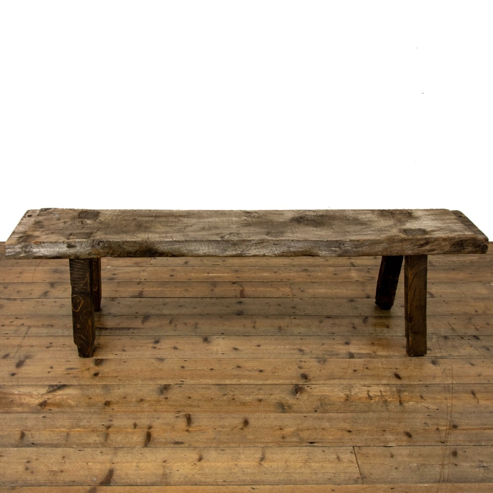 Rustic Antique Oak Pig Bench View VI
