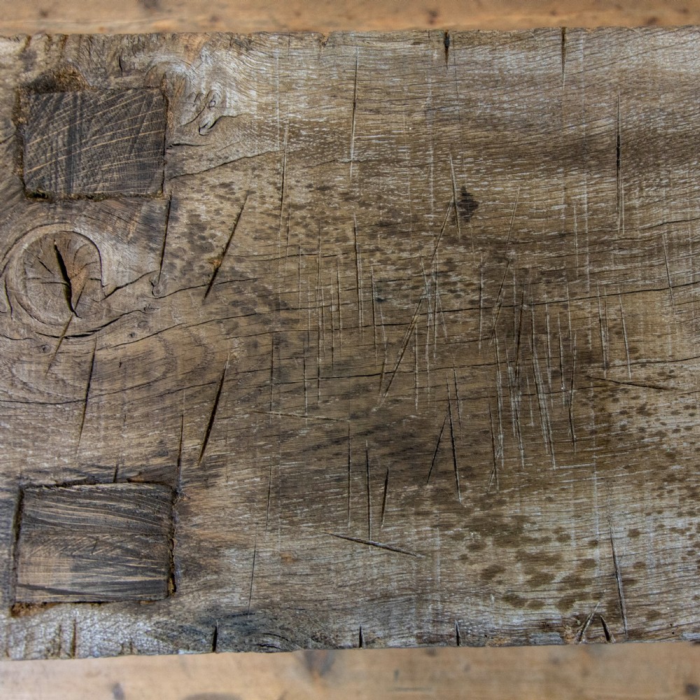 Rustic Antique Oak Pig Bench View VII