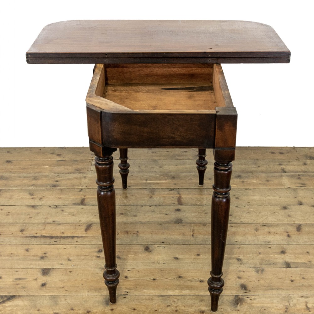 Antique Mahogany Fold Over Tea Table View VI