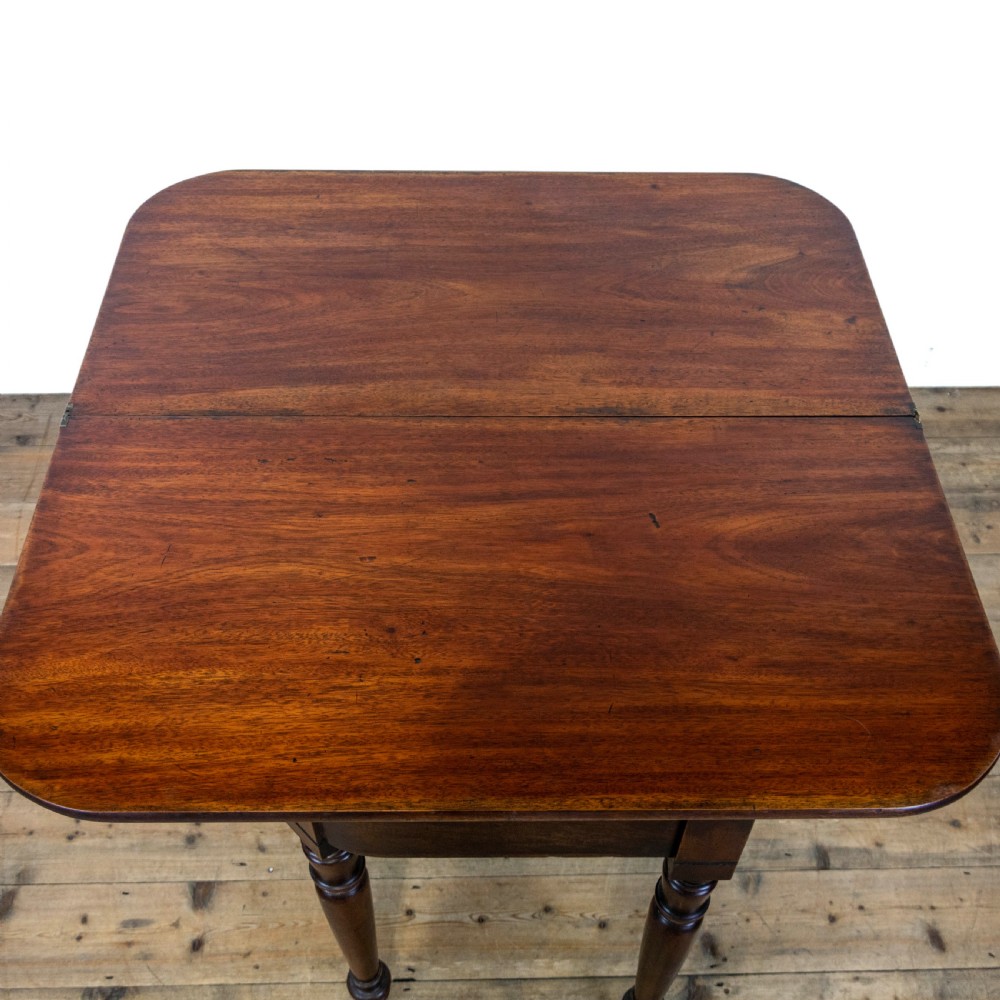 Antique Mahogany Fold Over Tea Table View VIII