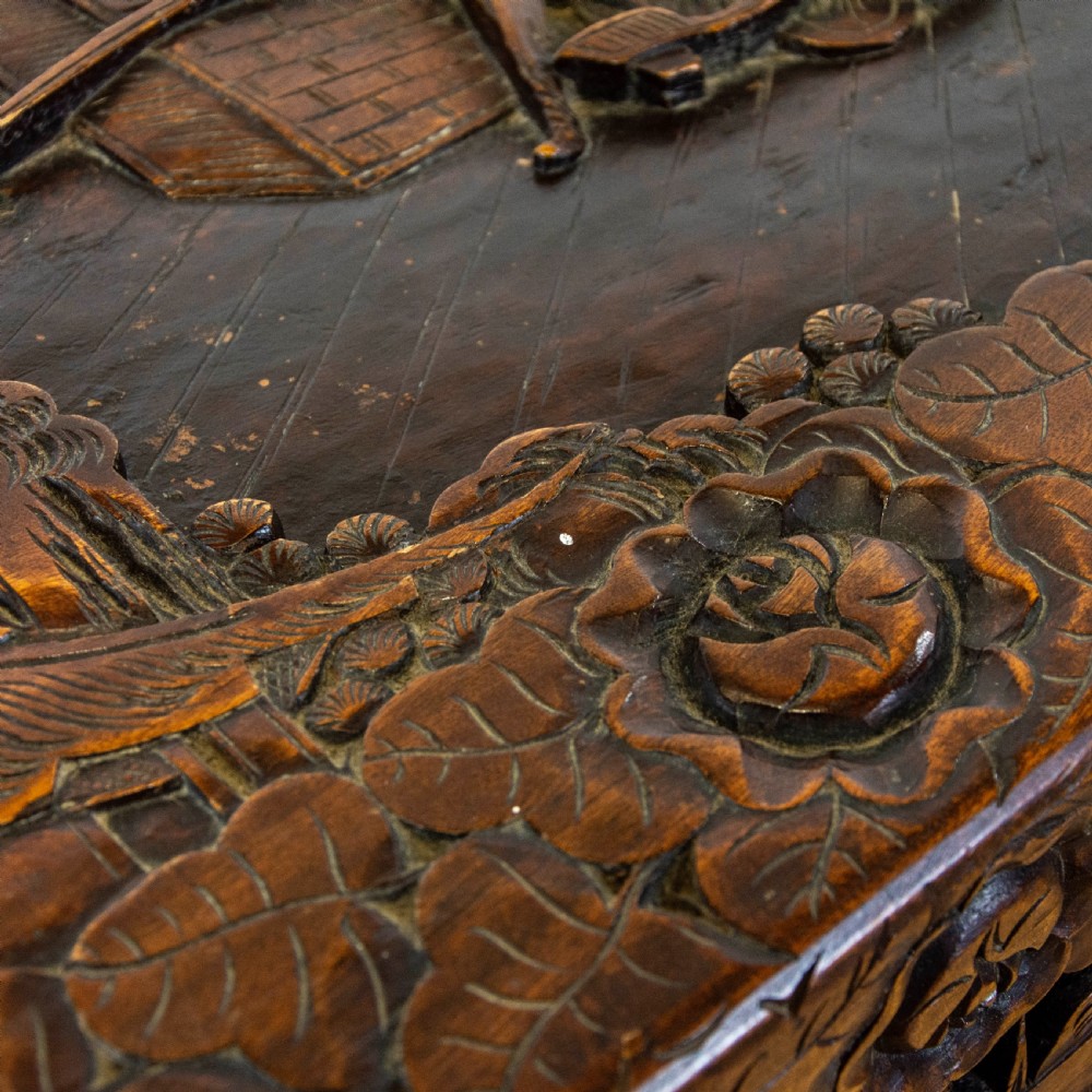 Early 20th Century Carved Camphor Wood Trunk View XI