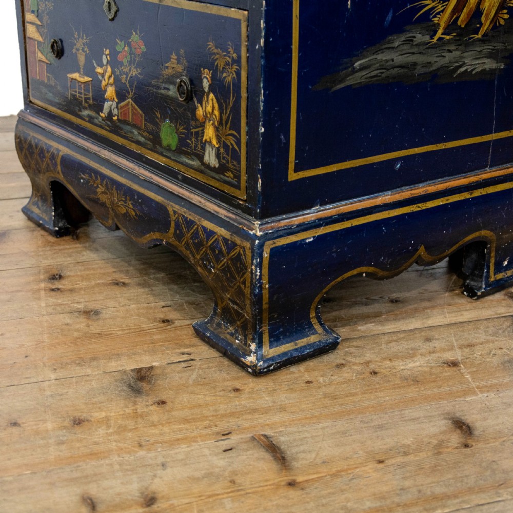 Antique Blue Japanned Chinoiserie Bureau View XI