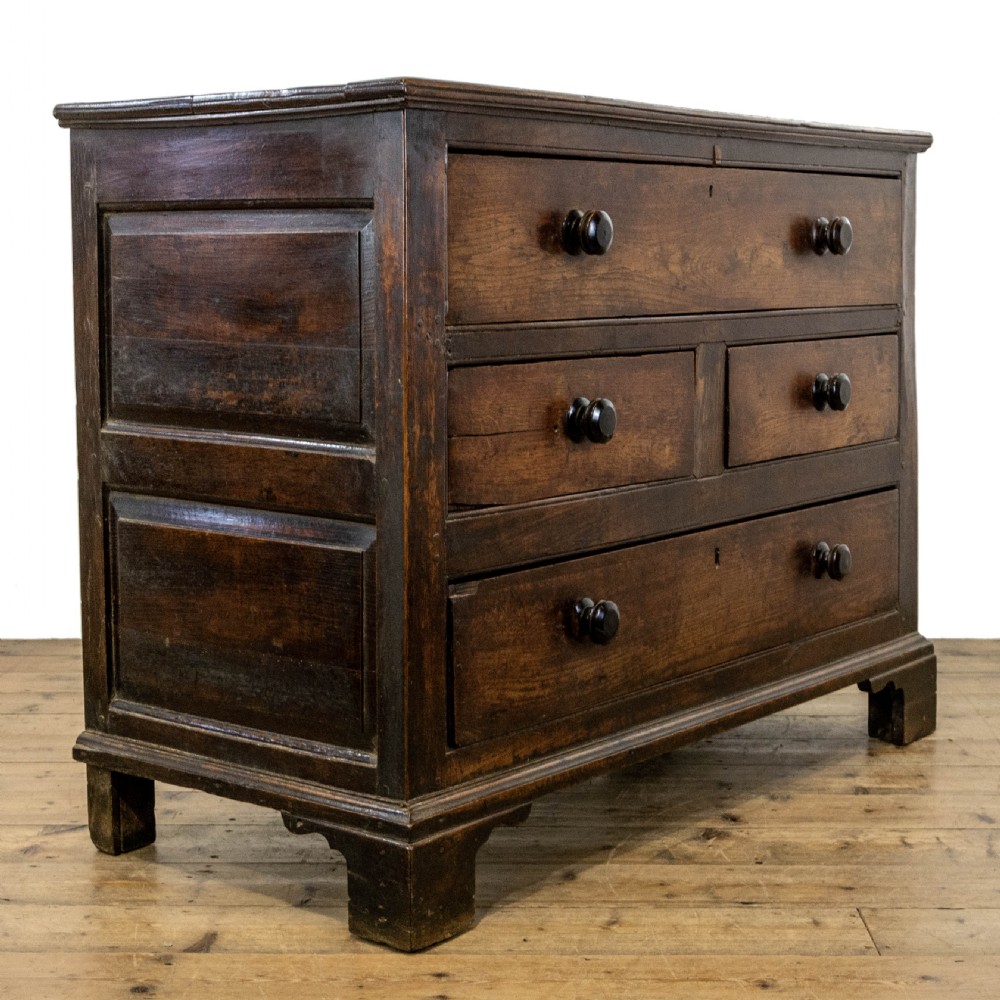 Low Antique Oak Chest of Drawers View IV