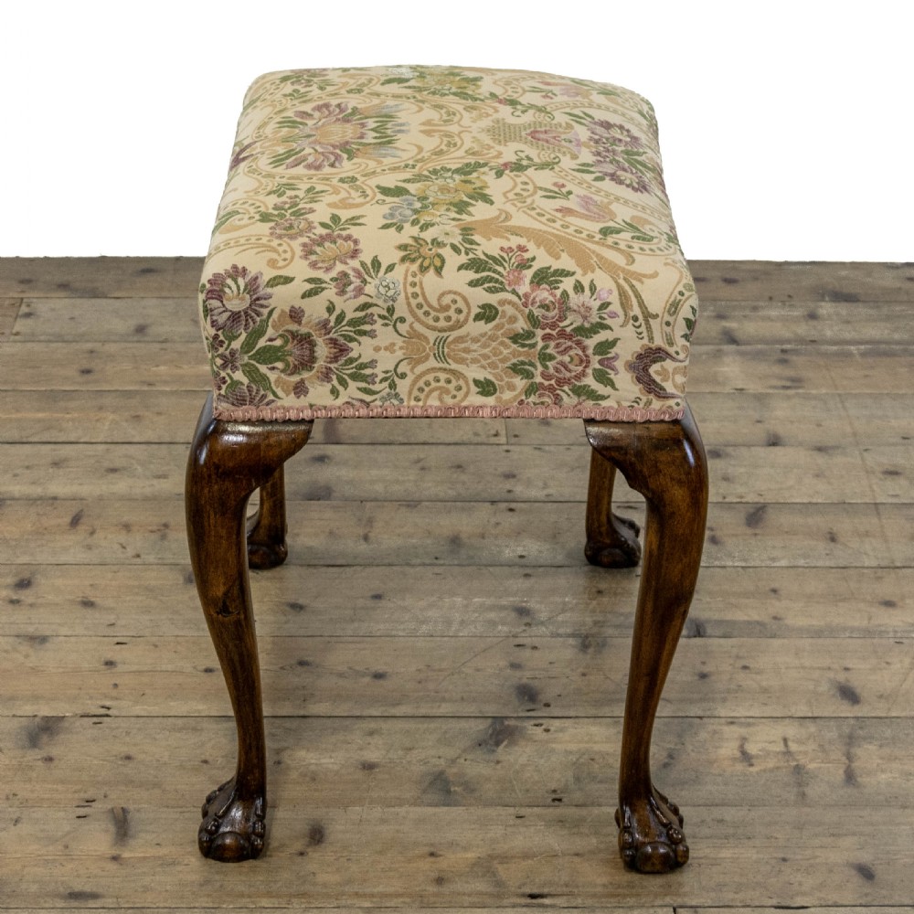 Antique Stool with Fabric Seat View IV