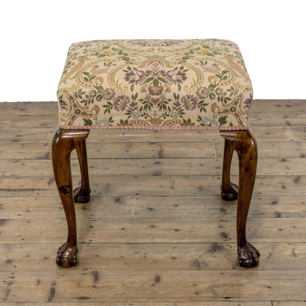 Antique Stool with Fabric Seat View V