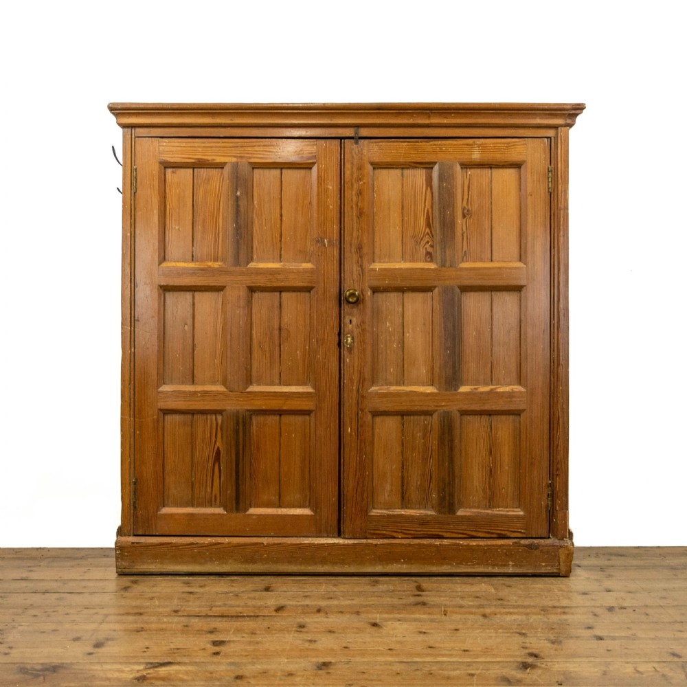 Large Antique Pitch Pine School Cupboard