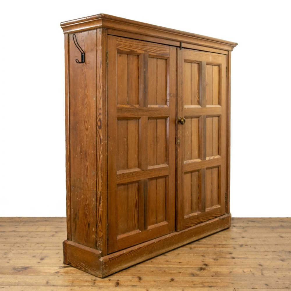 Large Antique Pitch Pine School Cupboard View V