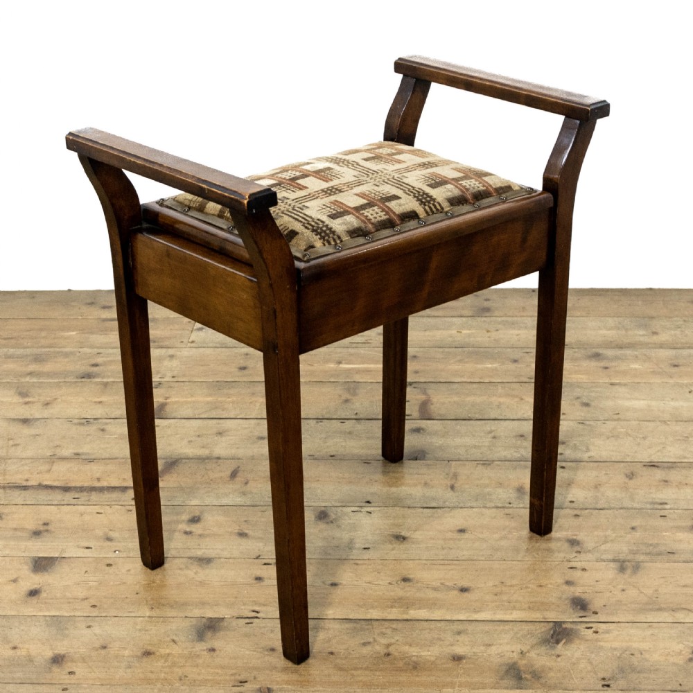Antique Piano Stool with Storage View II