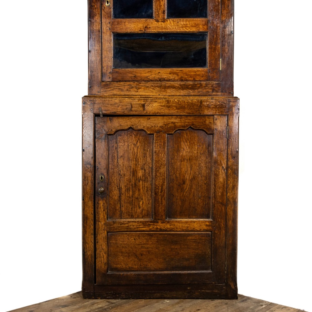 18th Century Antique Oak Corner Cupboard View II