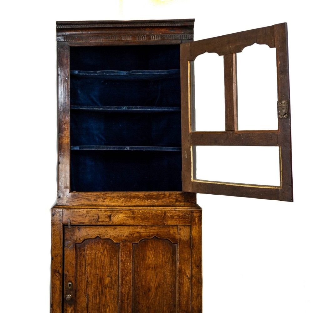 18th Century Antique Oak Corner Cupboard View V
