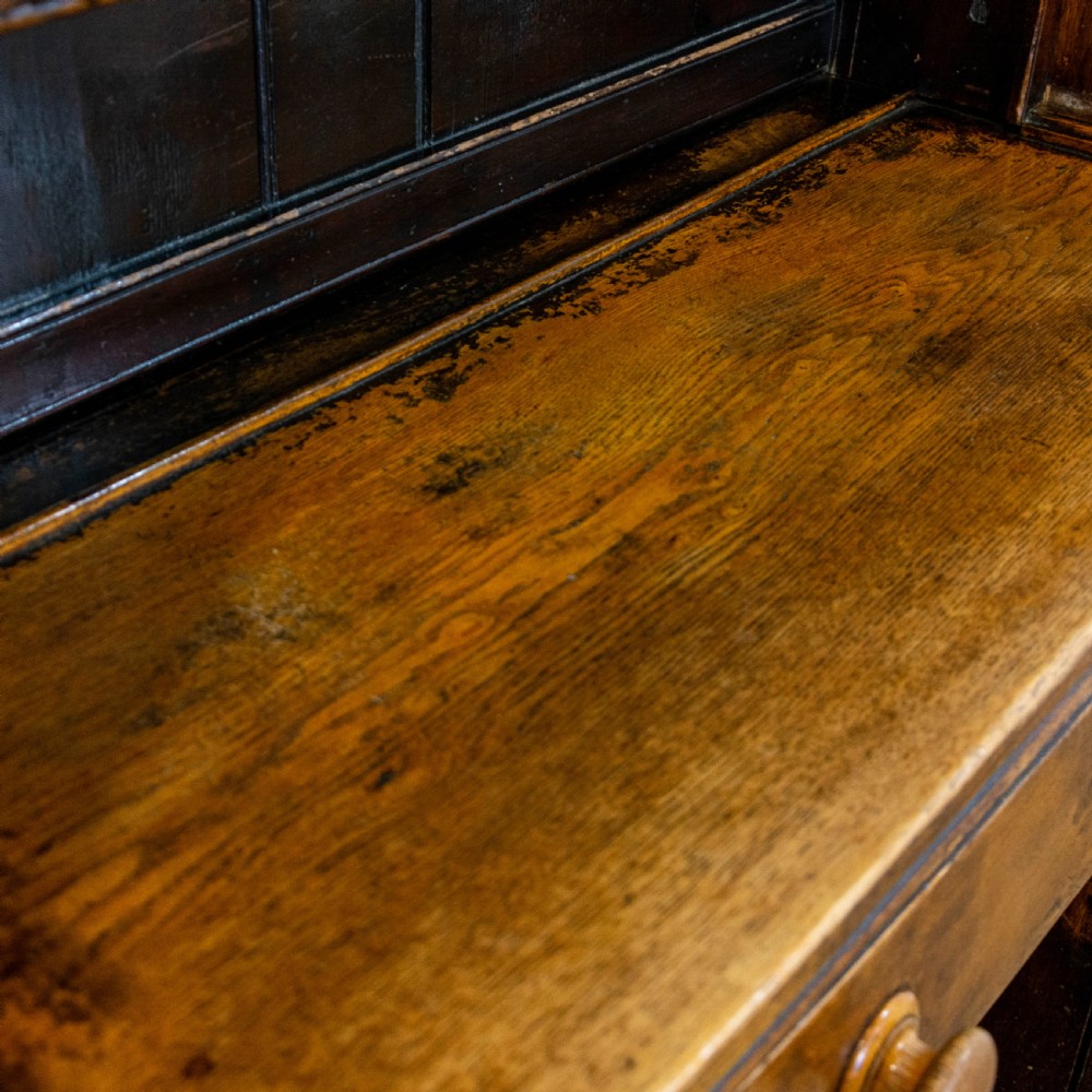 Antique Oak Two Stage Rack Back Dresser View X