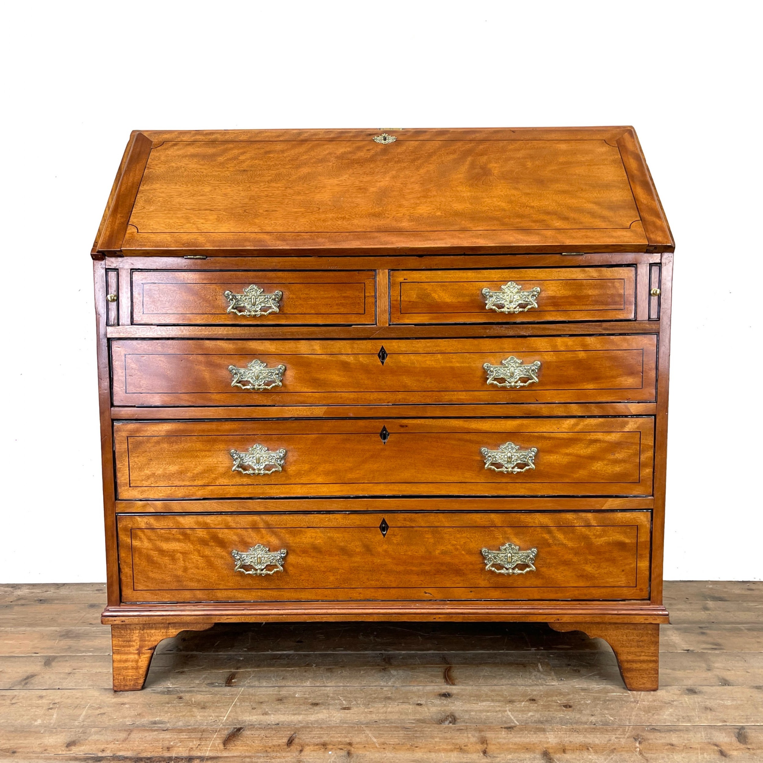Antique 19th Century Satin Birch Bureau
