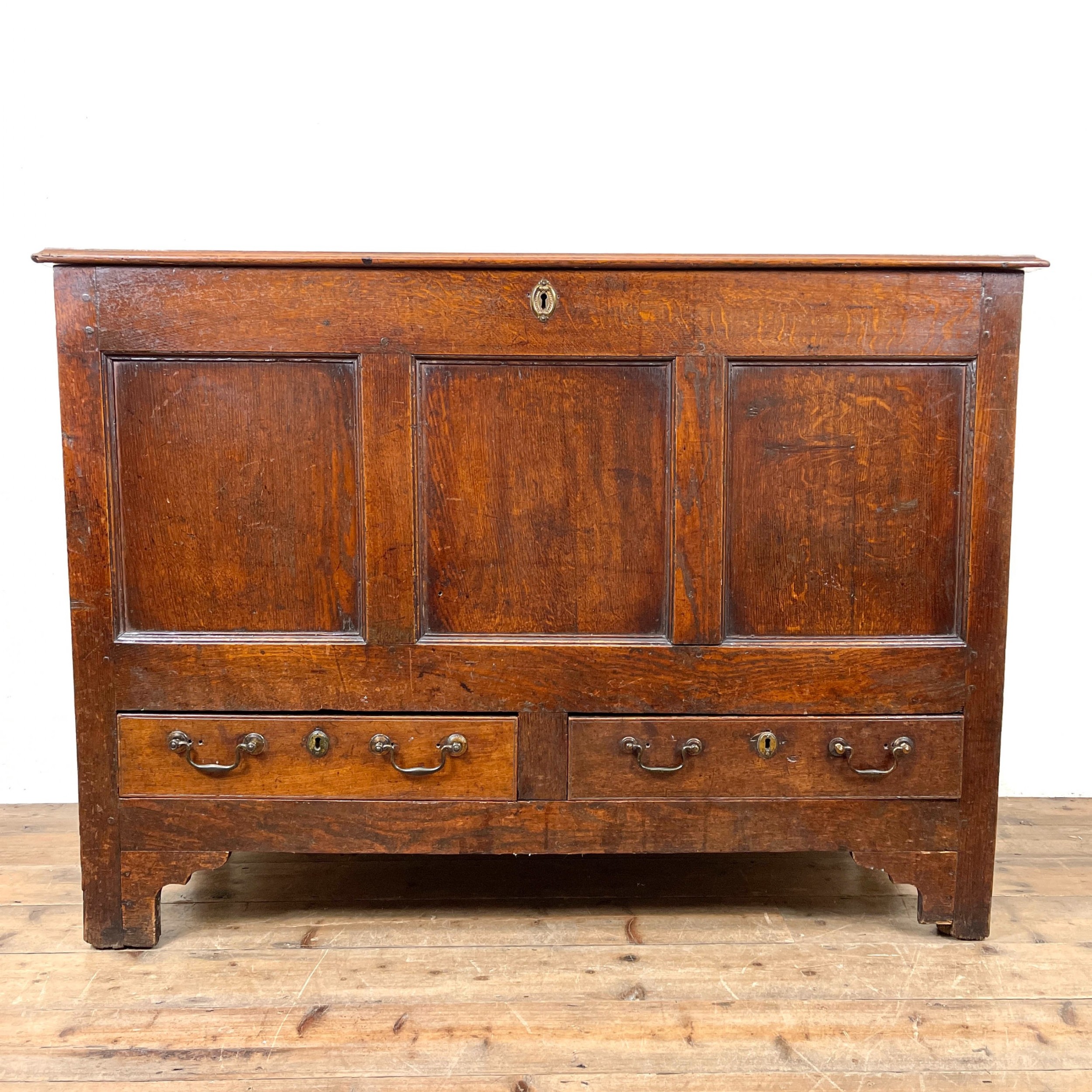 Large 18th Century Antique Oak Mule Chest
