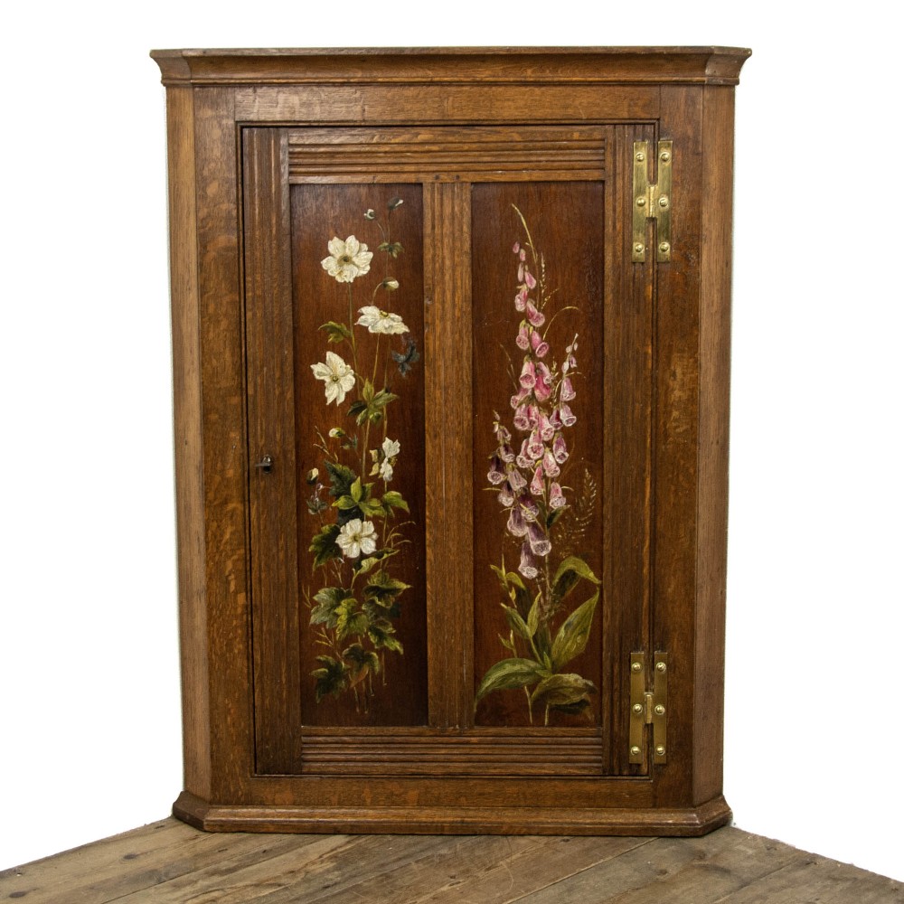 Antique Oak Hanging Corner Cupboard