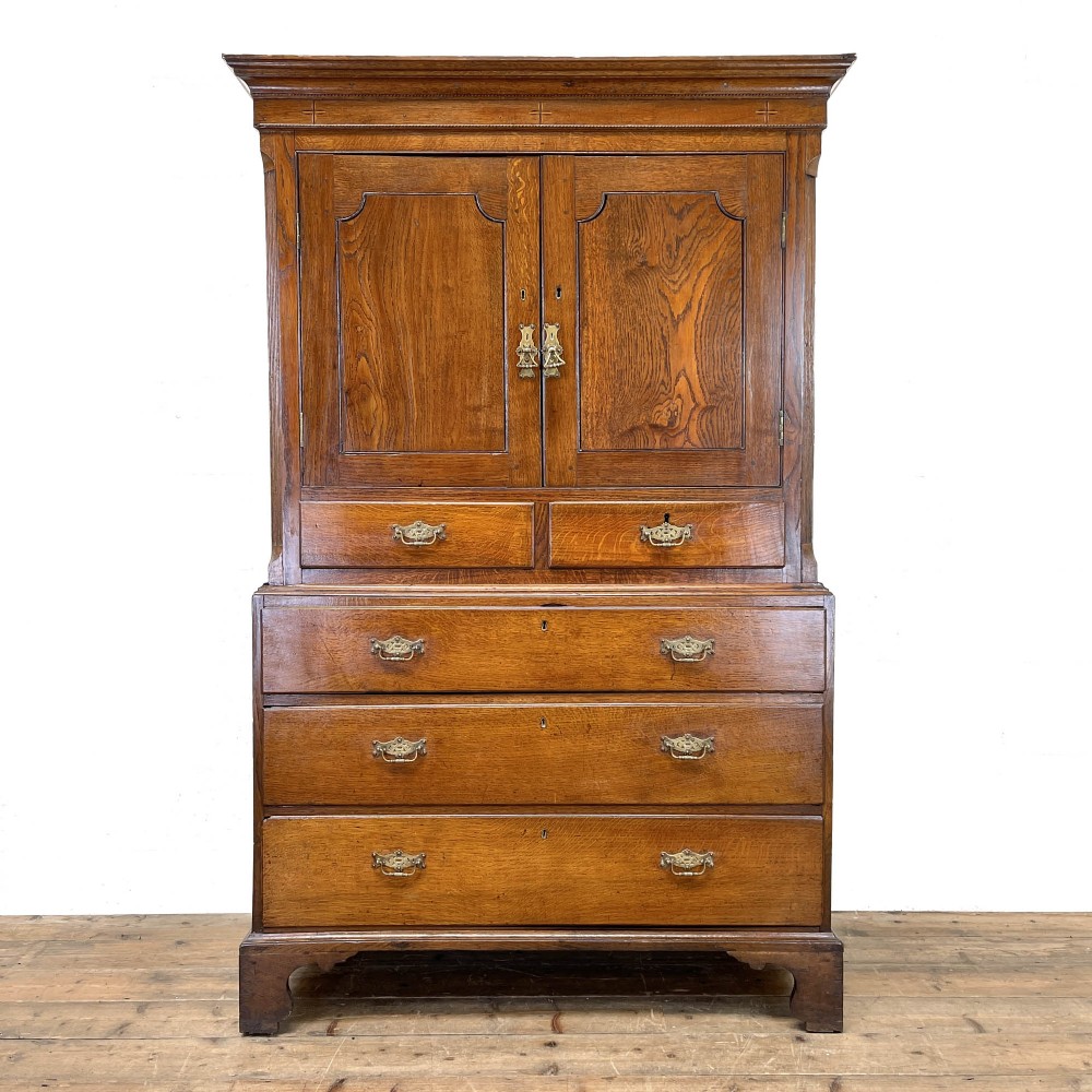 Antique Welsh Oak Two Stage Press Cupboard