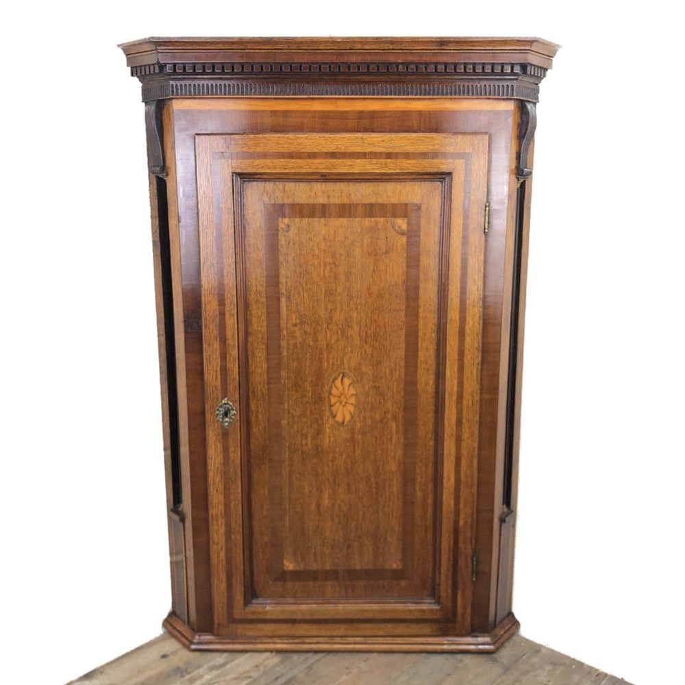 Antique Georgian Oak Hanging Corner Cupboard