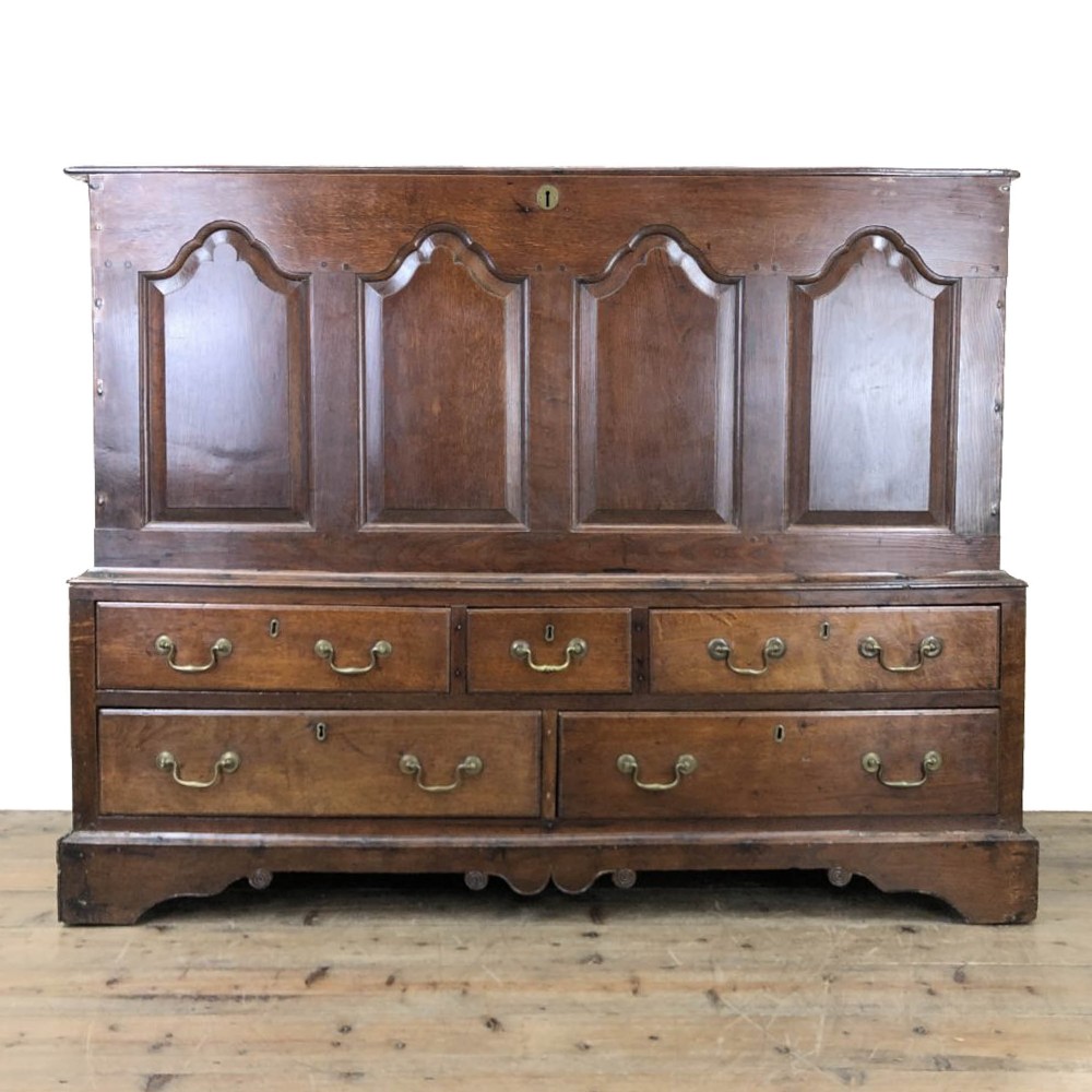 Large Antique Welsh Oak Two Part Mule Chest
