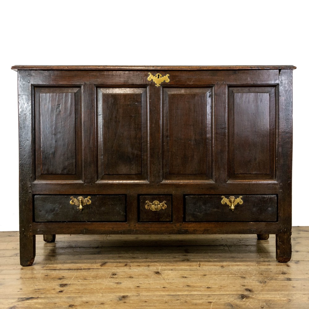 18th Century Antique Oak Four Panel Mule Chest