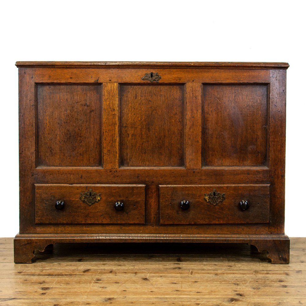 18th Century Antique Oak Three Panel Mule Chest