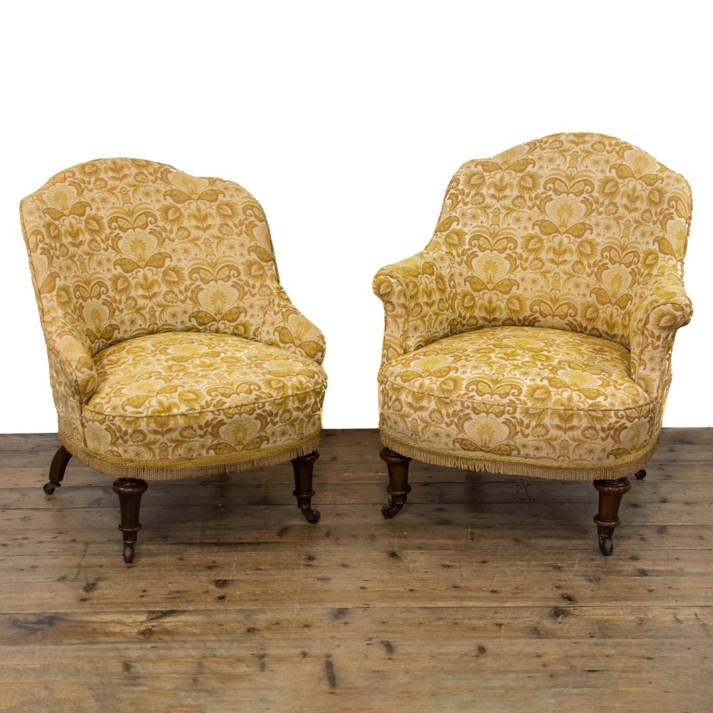 Pair of Similar Victorian Upholstered Tub Chairs