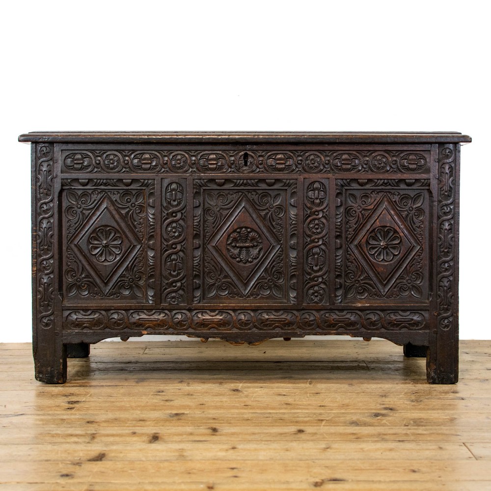 Antique Carved Oak Coffer