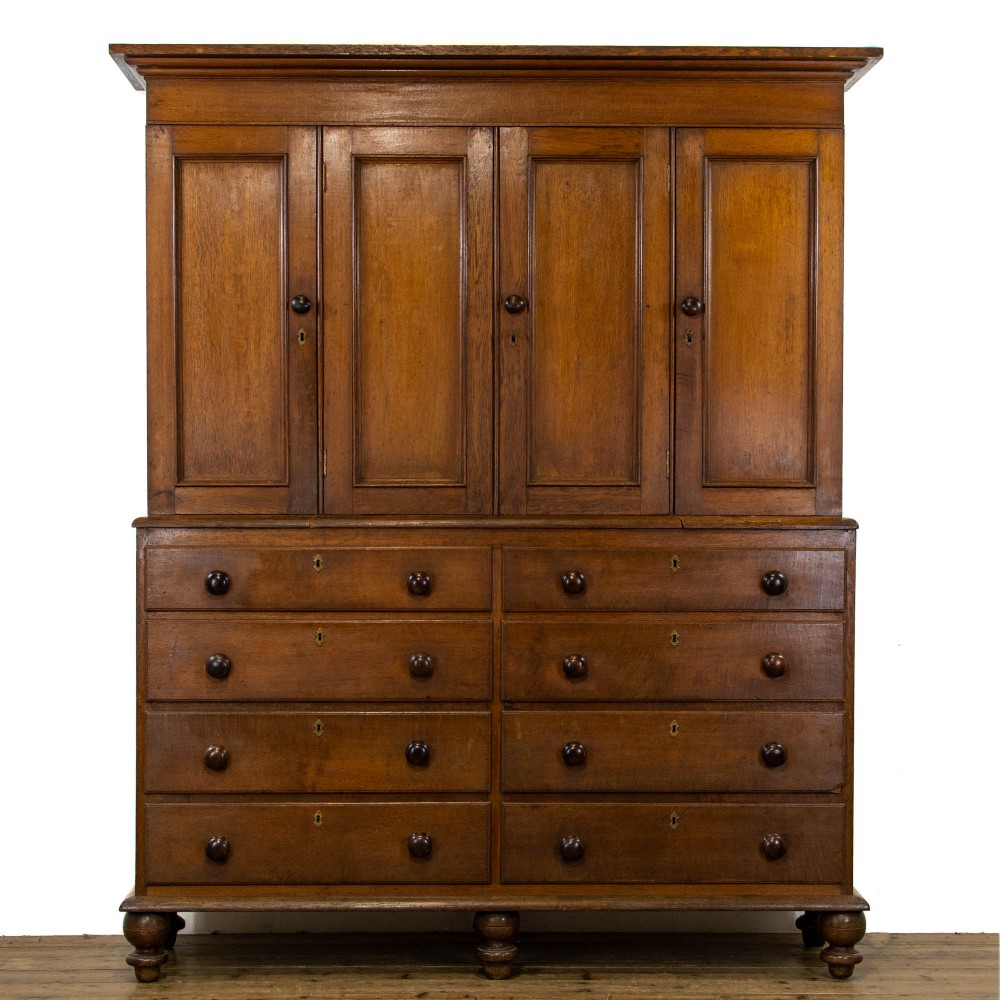 19th Century Antique Oak Two Stage Housekeepers Cupboard