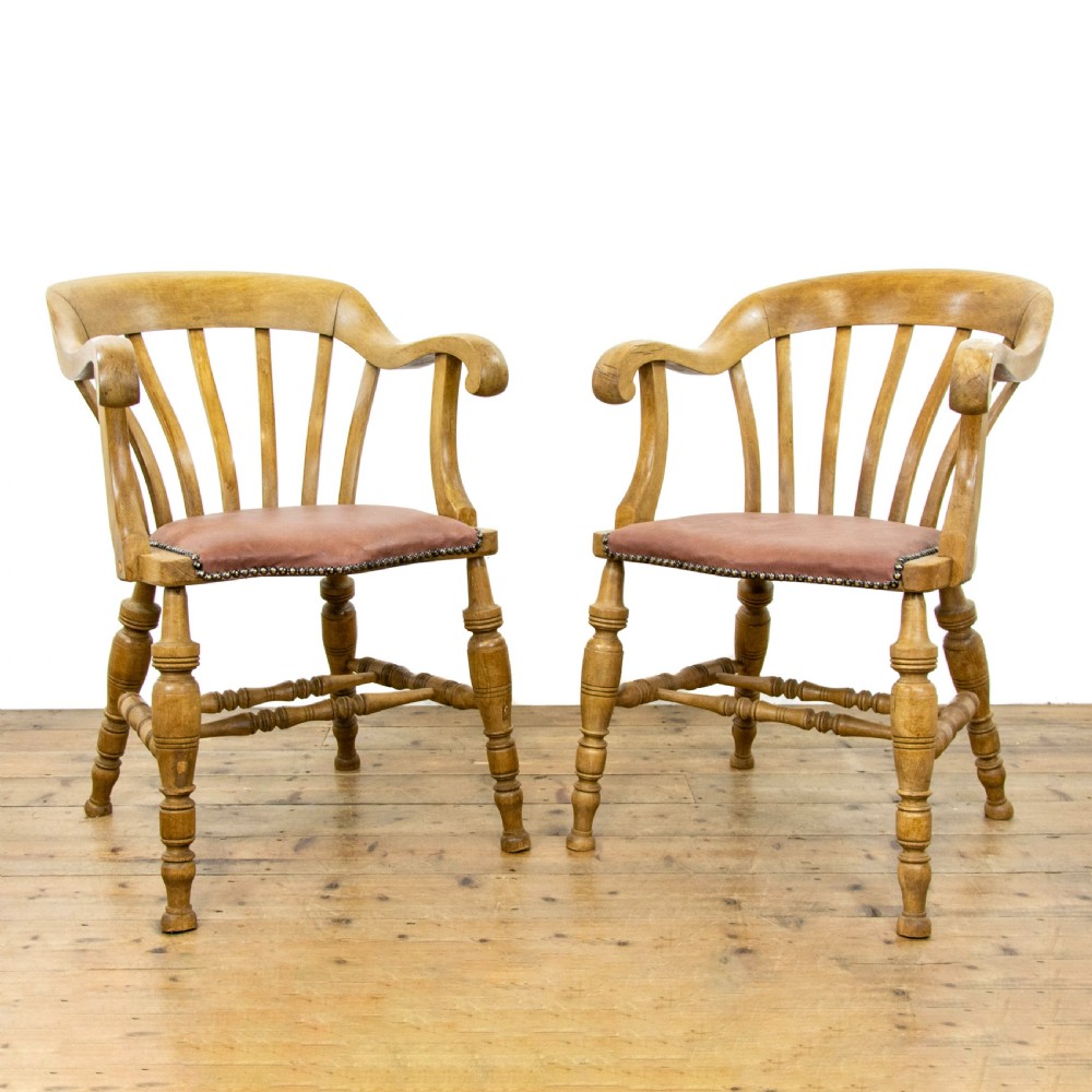 Pair of Antique Beech Smokers Bow Chairs View II