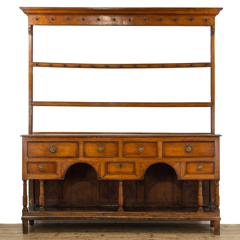 George III Antique Oak and Fruitwood Welsh Dresser