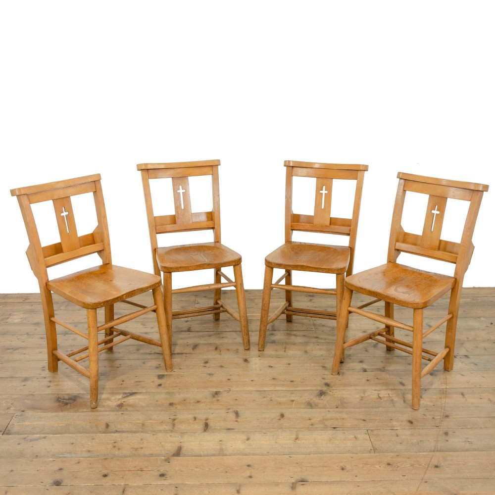 Set of Four Antique Chapel Chairs