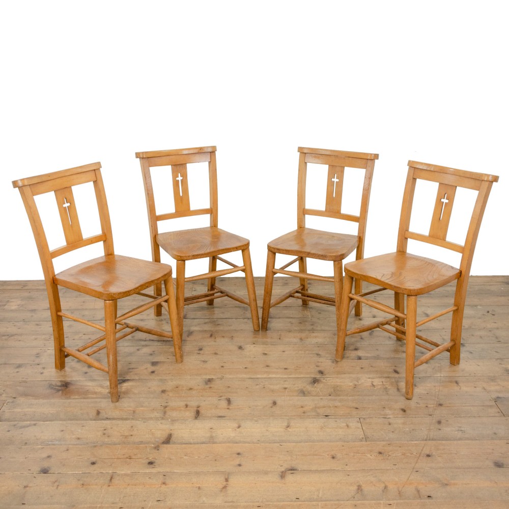 Set of Four Antique Chapel Chairs