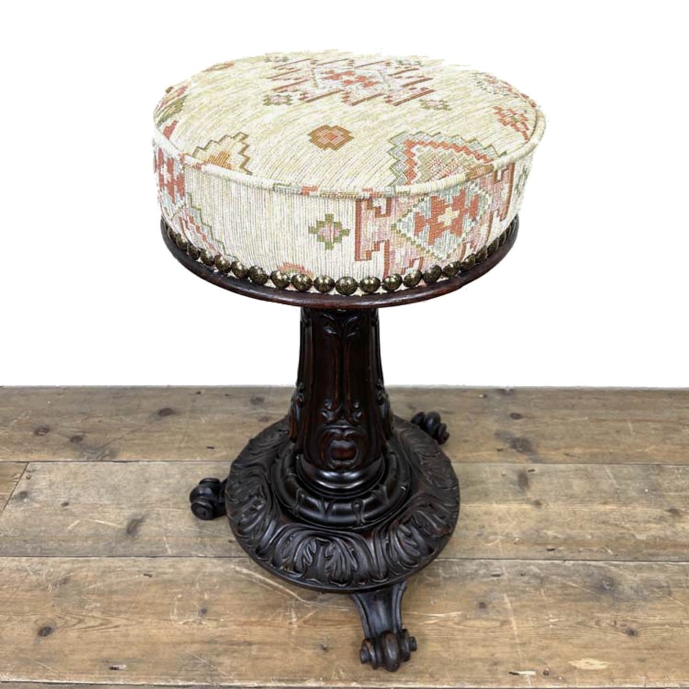 Antique Victorian Mahogany Piano Stool